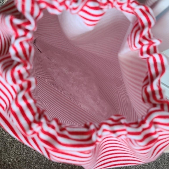 Trïbe Canvas & Rattan Nautical Red & White Striped Drawstring Backpack … - Picture 5 of 6